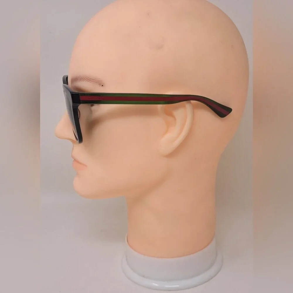 Gucci Men's Sunglasses Black Green Polarized Rectangle GG0003S 52mm 52-21-145